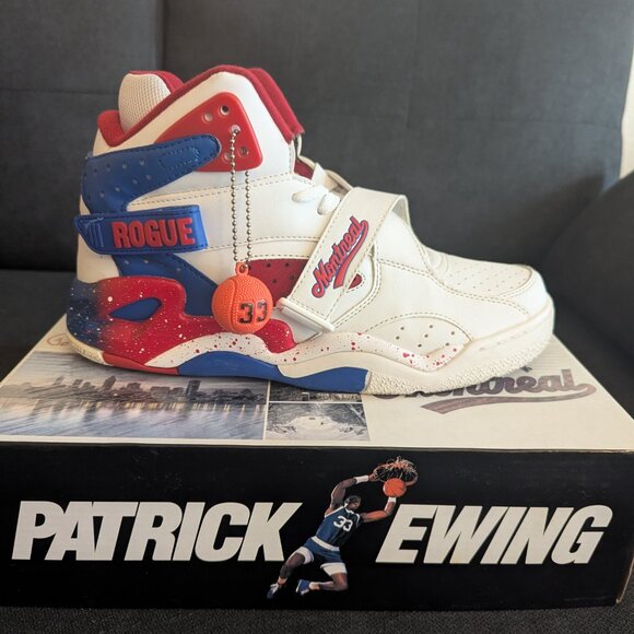Vintage 1993 Patrick Ewing Rogue Red, White & Blue Classic Retro Sneakers - Picture 1 of 8